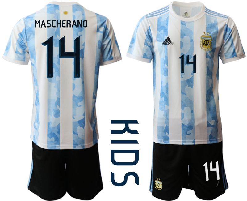 Youth 2020-2021 Season National team Argentina home white #14 Soccer Jersey->argentina jersey->Soccer Country Jersey